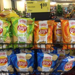 It's located by redbox. Limited edition flavors, cool ranch doritos, funyuns & cheetos.