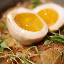 Little Plum - Onsen egg! On mushroom jook