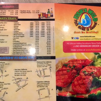 Fish's Wild - Back of menu/drinks - Seafood Near Me - Cupertino, California Fish's Wild - Back of menu/drinks - Seafood Near Me - Cupertino, California