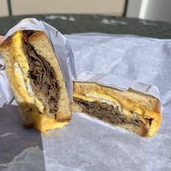 The Sandwich Maestro - Steak egg and cheese on gluten free bread