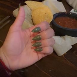 Olive green stiletto nails Olive green stiletto nails