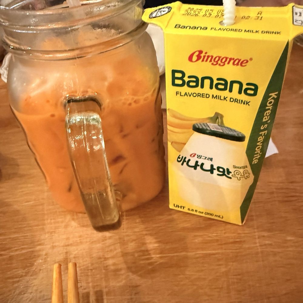 BORI Korean Kitchen - Thai Red Tea and Banana Milk - Korean Near Me - Bellevue, Washington