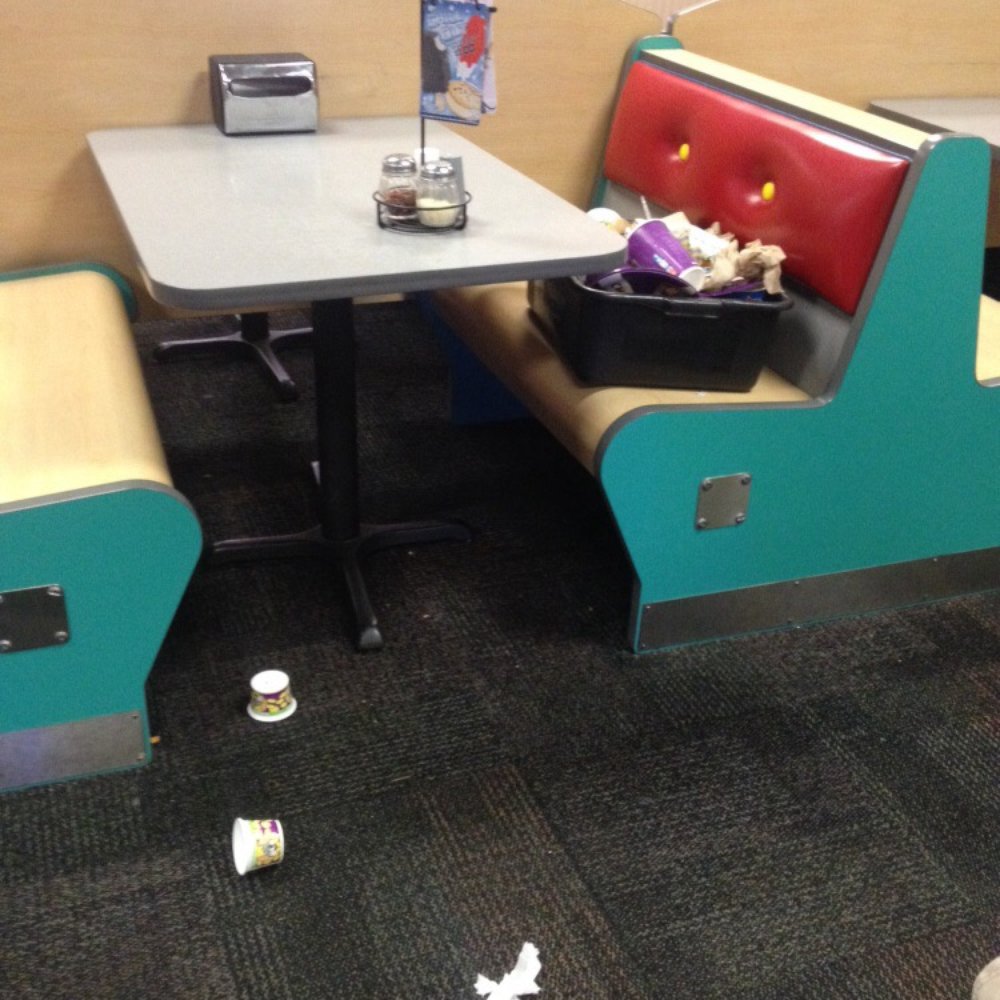 Chuck E. Cheese - That bin full of trash was sitting there almost the whole time we were there. - Pizza Near Me - Ventura, California