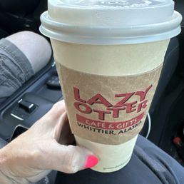 A photo of the latte. Half full.