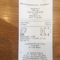 Kaffeehaus Lahr - Quittung mit Adresse
