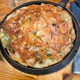 a pan of food on a table a pan of food on a table