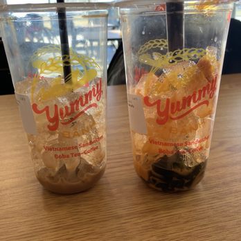 Yummy Banh Mi - #19 Vietnamese milk Coffee and ##8 Thai Red Milk Tea w/grass jelly - Vietnamese Near Me - Cedar Rapids, Iowa