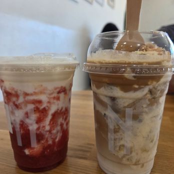 Nostimo Cafe & Tea - Strawberry milk & Banana Pudding Latte - Coffee & Tea Near Me - Westminster, California