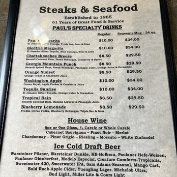 Paul's Steakhouse - The menu! - Lounges Near Me - Helen, Georgia Paul's Steakhouse - The menu! - Lounges Near Me - Helen, Georgia