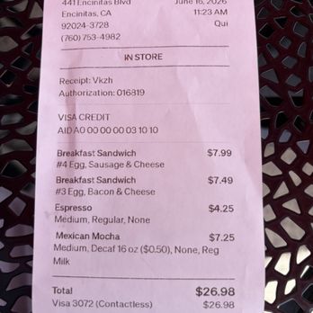 Gordy's Bakery - Receipt - Bakeries Near Me - Encinitas, California