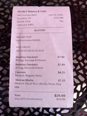Menu photo 1 Gordy's Bakery Encinitas, CA