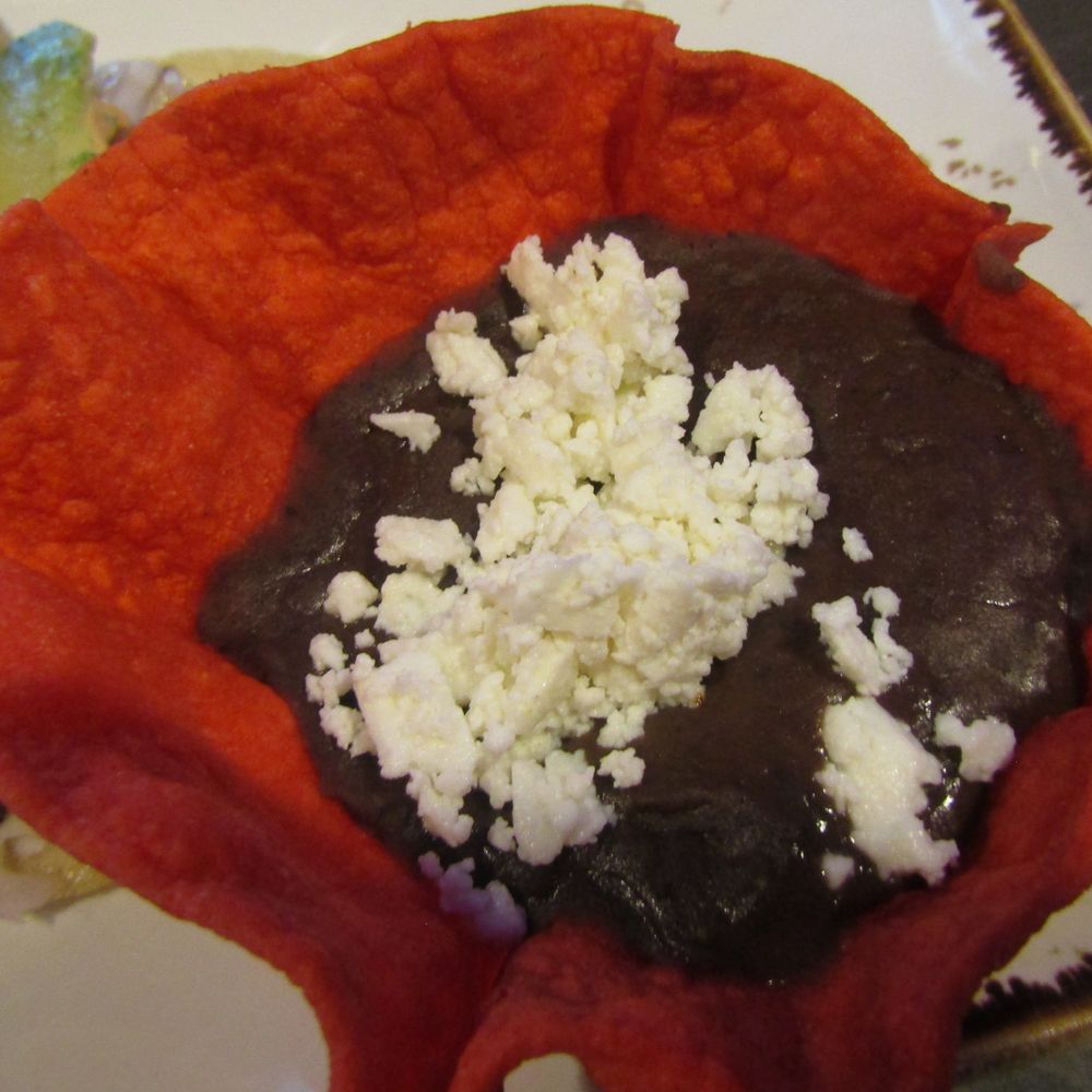 CIELO Mexican Restaurant - Black Beans in Red Fried Tortilla Shell - - Mexican Near Me - San Angelo, Texas