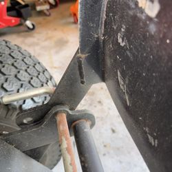 Don's Welding - Before repair, second crack and bent vertical portion of bracket