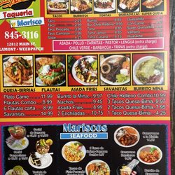 La Mina Mexican Restaurant - Menu 9/30/2022