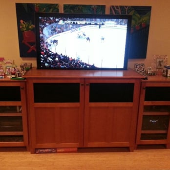 Gomez Woodworking - Media cabinet with the TV up - Building Supplies Near Me - San Jose, California Gomez Woodworking - Media cabinet with the TV up - Building Supplies Near Me - San Jose, California
