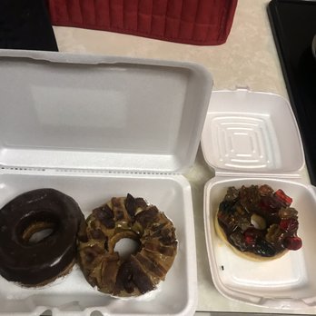 Jarams Donuts - chocolate cronut, maple bacon cronut, and gummy bear donut - Donuts Near Me - Dallas, Texas