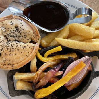 The Red Lion - Squashed curry pie with carrots and beets as the side. - Pubs Near Me - London, XGL The Red Lion - Squashed curry pie with carrots and beets as the side. - Pubs Near Me - London, XGL