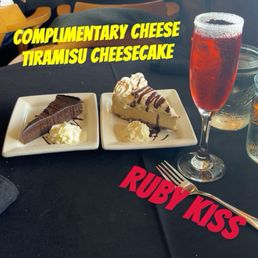 Our desert and my champagne infused cocktail.