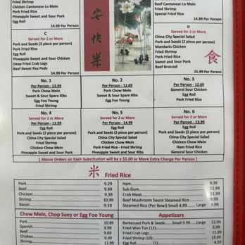 China City - Menu as of 2/23/24 - Chinese Near Me - American Falls, Idaho China City - Menu as of 2/23/24 - Chinese Near Me - American Falls, Idaho