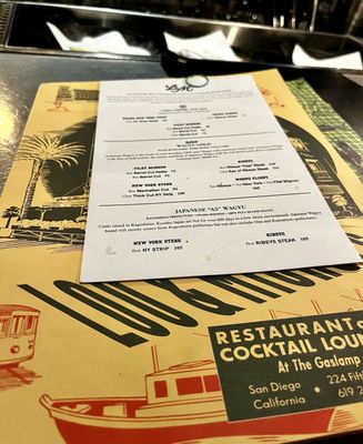Menu photo 1 Lou & Mickey's San Diego, CA