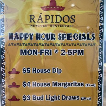 Rapido's Restaurant - 12/2021 Happy Hour special - Mexican Near Me - Platte City, Missouri Rapido's Restaurant - 12/2021 Happy Hour special - Mexican Near Me - Platte City, Missouri