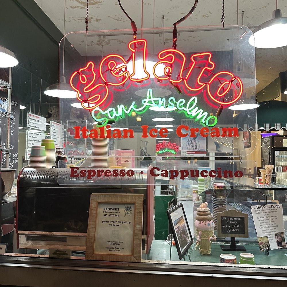 San Anselmo Gelato - Neon lighting of the storefront - Ice Cream & Frozen Yogurt Near Me - San Anselmo, California San Anselmo Gelato - Neon lighting of the storefront - Ice Cream & Frozen Yogurt Near Me - San Anselmo, California