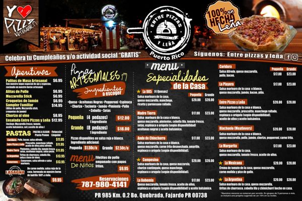 Menu photo 1 Entre Pizzas y Leña Fajardo, PR