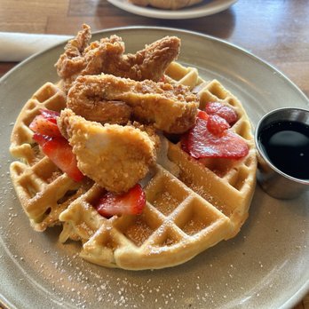 Adair Kitchen - Crispy Chicken Waffles - New American Near Me - Houston, Texas Adair Kitchen - Crispy Chicken Waffles - New American Near Me - Houston, Texas