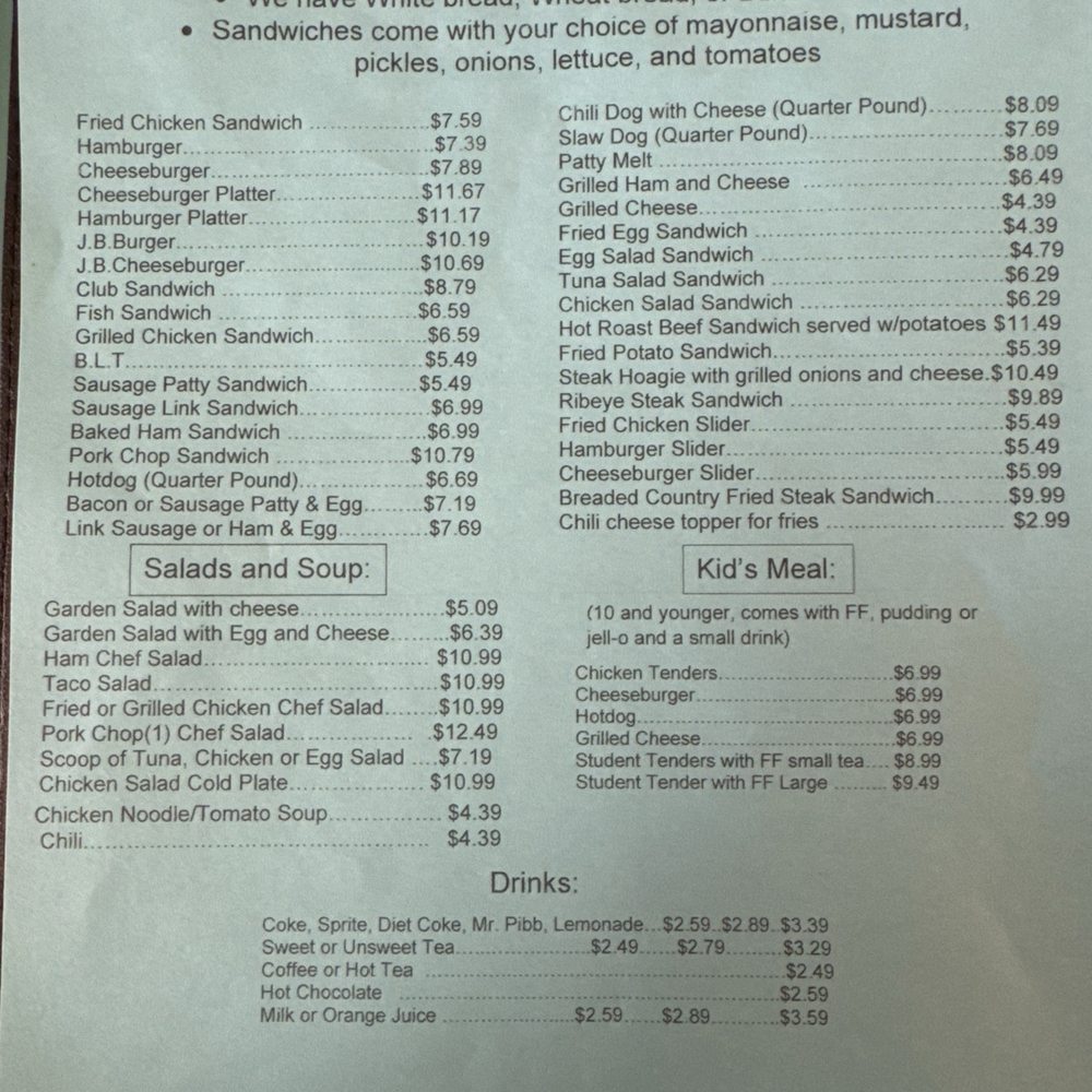 Everybody's Restaurant - Everybody's Restaurant Menu (Back) - Southern Near Me - Jacksonville, Florida