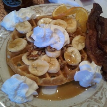Another Broken Egg Cafe - Banana's foster waffles....heavenly!!! - Breakfast & Brunch Near Me - Mountain Brook, Alabama
