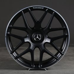Glenn's Wheel & Polishing - Mercedes GLE / G-WAGON Wheel. Satin Black w/ Machined Lip + Logo