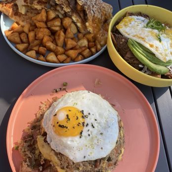 Burnt Crumbs - Breakfast fried rice  Shredded Beef Chilaquiles Breakfast Quesadilla - New American Near Me - Irvine, California