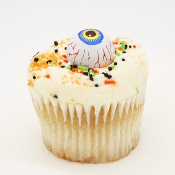 Influx - Halloween White Cupcake with a Chocolate Caramel Eye - Coffee & Tea Near Me - San Diego, California Influx - Halloween White Cupcake with a Chocolate Caramel Eye - Coffee & Tea Near Me - San Diego, California