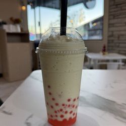 Vanilla Orange Smoothie with Strawberry Popping Boba