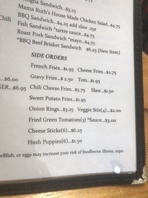 Menu photo 5 Ruth's Drive In Hartsville, SC