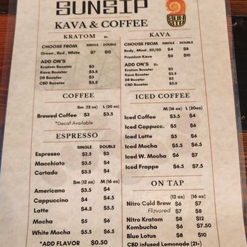 Sunsip Kava & Coffee - Menu 1 - Coffee & Tea Near Me - Kenneth City, Florida Sunsip Kava & Coffee - Menu 1 - Coffee & Tea Near Me - Kenneth City, Florida