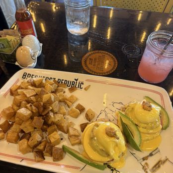 Breakfast Republic - Crab and Crab & Crawfish Benedict / Side Breakfast Potatoes - Breakfast & Brunch Near Me - Los Angeles, California Breakfast Republic - Crab and Crab & Crawfish Benedict / Side Breakfast Potatoes - Breakfast & Brunch Near Me - Los Angeles, California