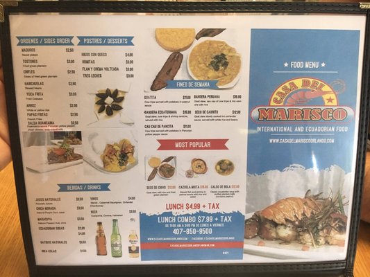 Menu photo 5 El Paraiso Del Marisco Orlando, FL