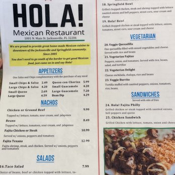 Hola Mexican Restaurant - Menu - Mexican Near Me - Jacksonville, Florida Hola Mexican Restaurant - Menu - Mexican Near Me - Jacksonville, Florida