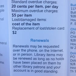 Kingman Mohave County Library - Overdue fees and renewals