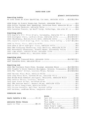 Menu photo 1 Patch Kitchen & Garden Adelaide, SA