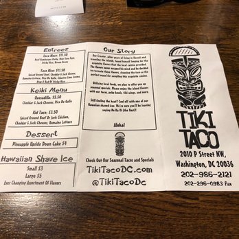 Tiki Taco - Menu outside - Tacos Near Me - Washington, DC, District of Columbia Tiki Taco - Menu outside - Tacos Near Me - Washington, DC, District of Columbia