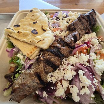 The Kebab Shop - Steak kebab plate with double Greek salad - Mediterranean Near Me - San Diego, California The Kebab Shop - Steak kebab plate with double Greek salad - Mediterranean Near Me - San Diego, California