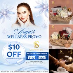 Savannah Spa - ƯU ĐÃI  CHĂM SÓC SẮC ĐẸP THÁNG 8 - GIẢM $10 
[English Below]

Tháng 8 này, đừng bỏ lỡ cơ hội chăm sóc toàn diện với combo gội đầu dưỡ