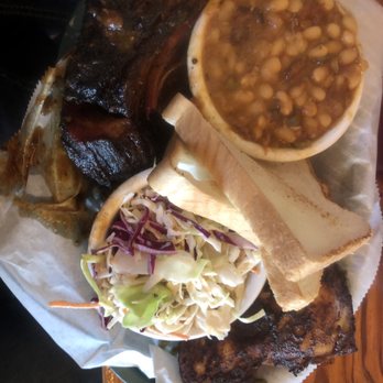 The Joint - 2 meat plate with burnt ends, chicken, baked beans and slaw - Barbeque Near Me - New Orleans, Louisiana The Joint - 2 meat plate with burnt ends, chicken, baked beans and slaw - Barbeque Near Me - New Orleans, Louisiana