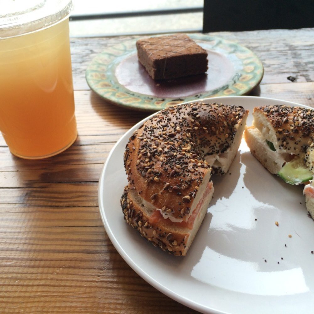 Kickstand Cafe - Smoked salmon bagel sandwich, fudge brownie, ginger lemonade. - Cafes Near Me - Arlington, Massachusetts Kickstand Cafe - Smoked salmon bagel sandwich, fudge brownie, ginger lemonade. - Cafes Near Me - Arlington, Massachusetts