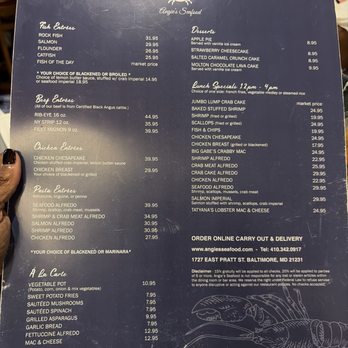Angie's Seafood - Regular menu - Seafood Near Me - Baltimore, Maryland