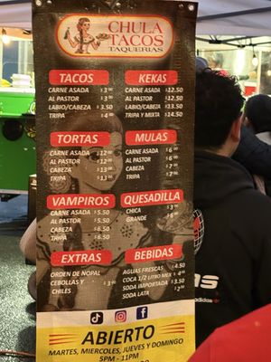 Menu photo 8 Chula Tacos San Diego, CA