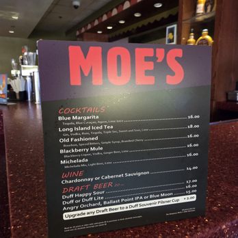 Moe's Tavern - menu - Beer Bar Near Me - Universal City, California Moe's Tavern - menu - Beer Bar Near Me - Universal City, California