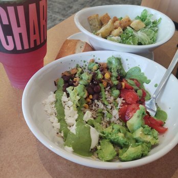 Panera Bread - Vegetarian Baja bowl with Caesar salad and charged lemonade (mixed with some unsweetened iced tea to balance the sweetness). So tasty!! - Sandwiches Near Me - Largo, Florida